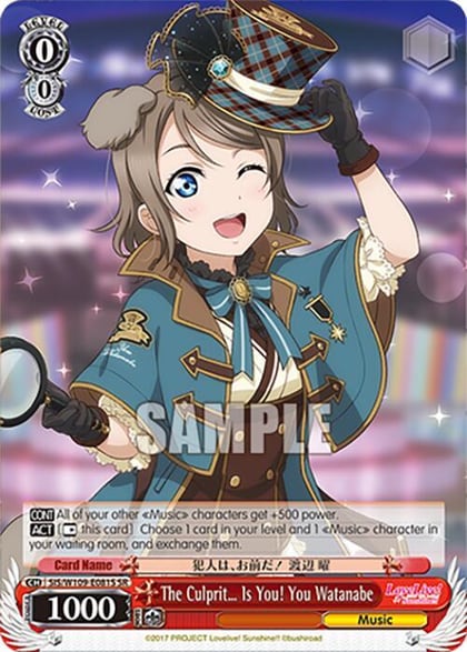 The Culprit Is You! You Watanabe (SR), Love Live! School idol festival 2 MIRACLE LIVE! SIS/W109-E081S SR