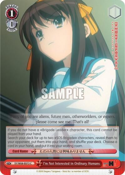 I'm Not Interested in Ordinary Humans, The Melancholy of Haruhi Suzumiya SY/W08-E072 U
