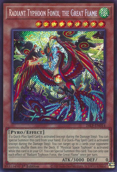 Radiant Typhoon Fonix, the Great Flame (Secret Rare), Limited Pack World Championship 2026 26LP-EN014