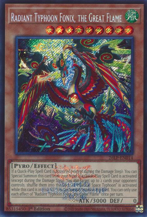 Radiant Typhoon Fonix, the Great Flame (Emblazoned Secret Rare), Limited Pack World Championship 2026 26LP-EN014