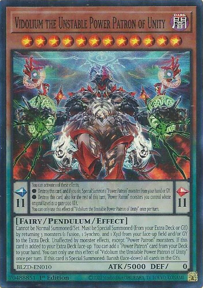 Vidolium the Unstable Power Patron of Unity, Blazing Dominion BLZD-EN010