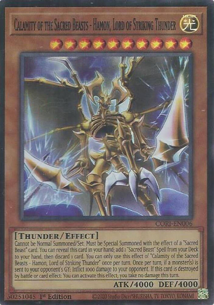 Calamity of the Sacred Beasts - Hamon, Lord of Striking Thunder, Chaos Origins CORI-EN006