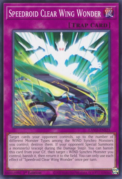Speedroid Clear Wing Wonder, Legendary Arc-V Decks LAVD-ENS23