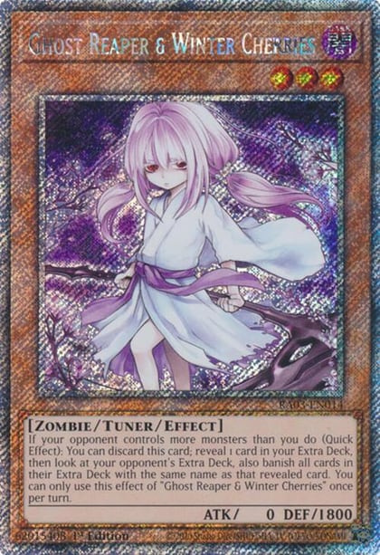 Ghost Reaper & Winter Cherries (Alternate Art) (Platinum Secret Rare), Quarter Century Bonanza RA03-EN014