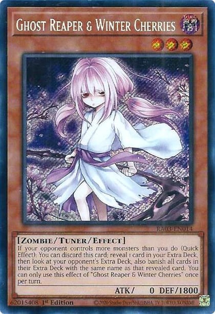 Ghost Reaper & Winter Cherries (Alternate Art) (Secret Rare), Quarter Century Bonanza RA03-EN014