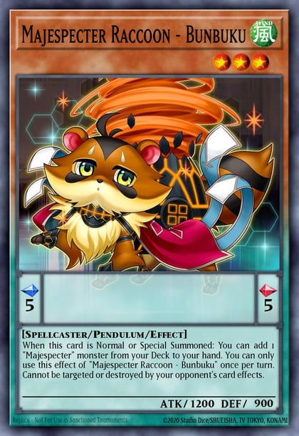 Majespecter Raccoon - Bunbuku (Platinum Secret Rare), Quarter Century Stampede RA04-EN259